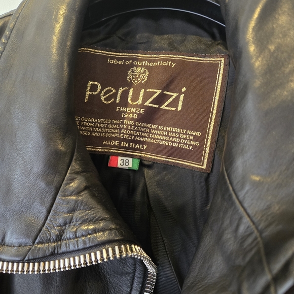 Peruzzi Leather Moto Jacket Size 38 - Picture 5 of 11